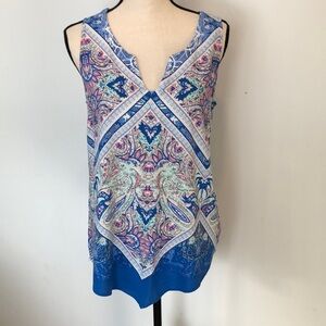 Coral  Bay blue sleeveless handkerchief style top SZ S